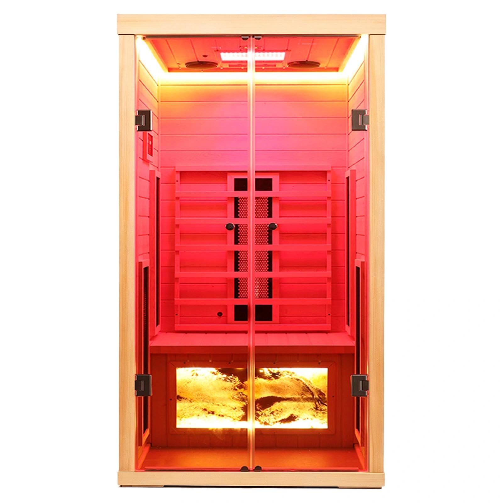 Oversize 1 Person Ceramic Infrared Sauna w/Red Light Therapy 660nm & 850nm | 1810W/120V H…