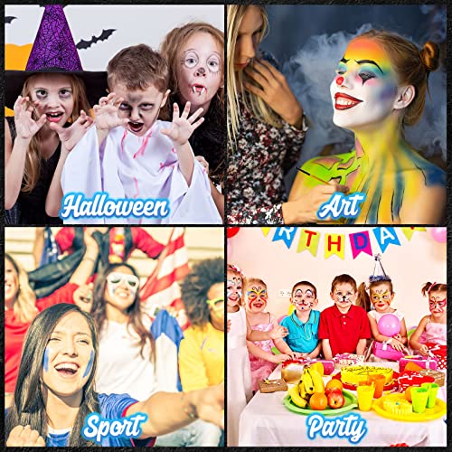 Bobisuka Halloween Face Paint & Fake Blood Makeup Set - 25 Colors Water Activated Face Body Paint + 3Pcs Fake Blood (Gel, Splatter, Dropper) + 10Pcs Arty Paint Brushes + Stipple Spondge #TOP6