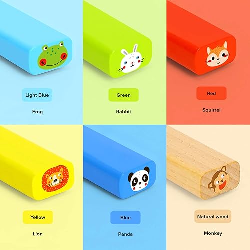 Miniatura 3 de Juego de bloques de madera Tookyland para apilar, colorido clásico tumbling Tower juego de equilibrio con patrones de animales para niños de 3 años