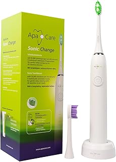 ApaCare Sonic Change Schallzahnbürste - elektrische Zahnbürste mit 35.000 Schwingungen/Min., 5 Programmen und austauschbarem Akku, inkl. 2 "3D Sensitive" Bürstenköpfen