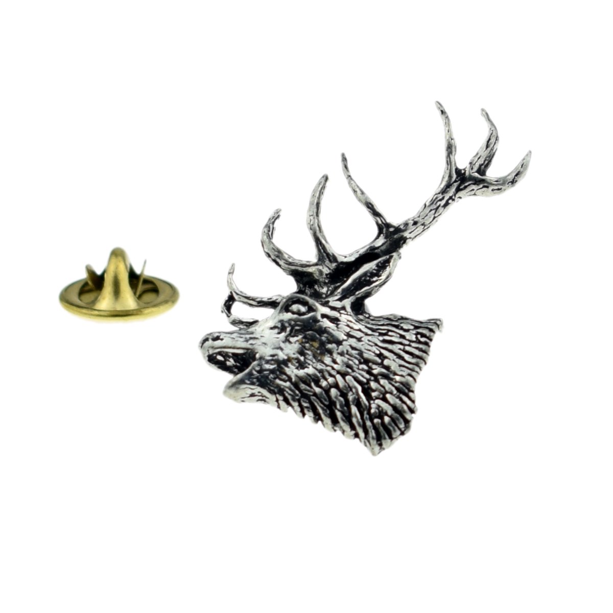 A53 Red Stags Head English Pewter Lapel Pin Badge XTSPBA53