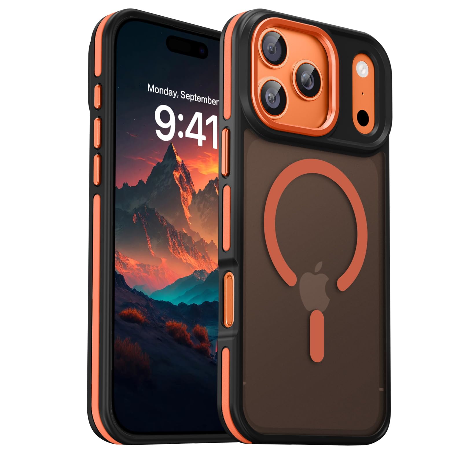 Photo 1 of DOMAVER Magnetic for iPhone 17 Pro Max Case, Two-Color Strip Design, Orange