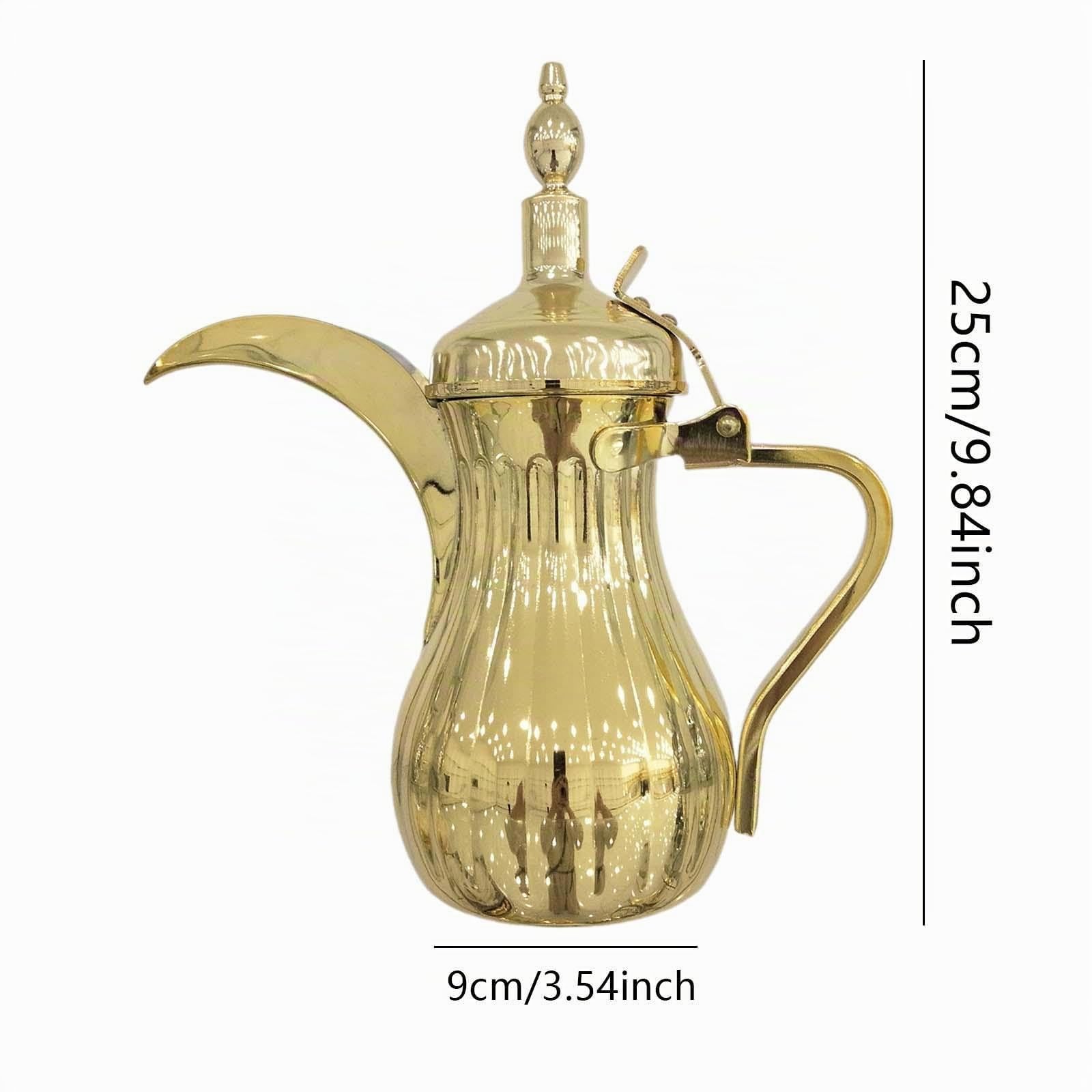 Qianly Kaffeekanne Aus Dem Nahen Osten, Arabischer Wasserkocher, Saftkessel mit Griff für Feste, Gold 700ml