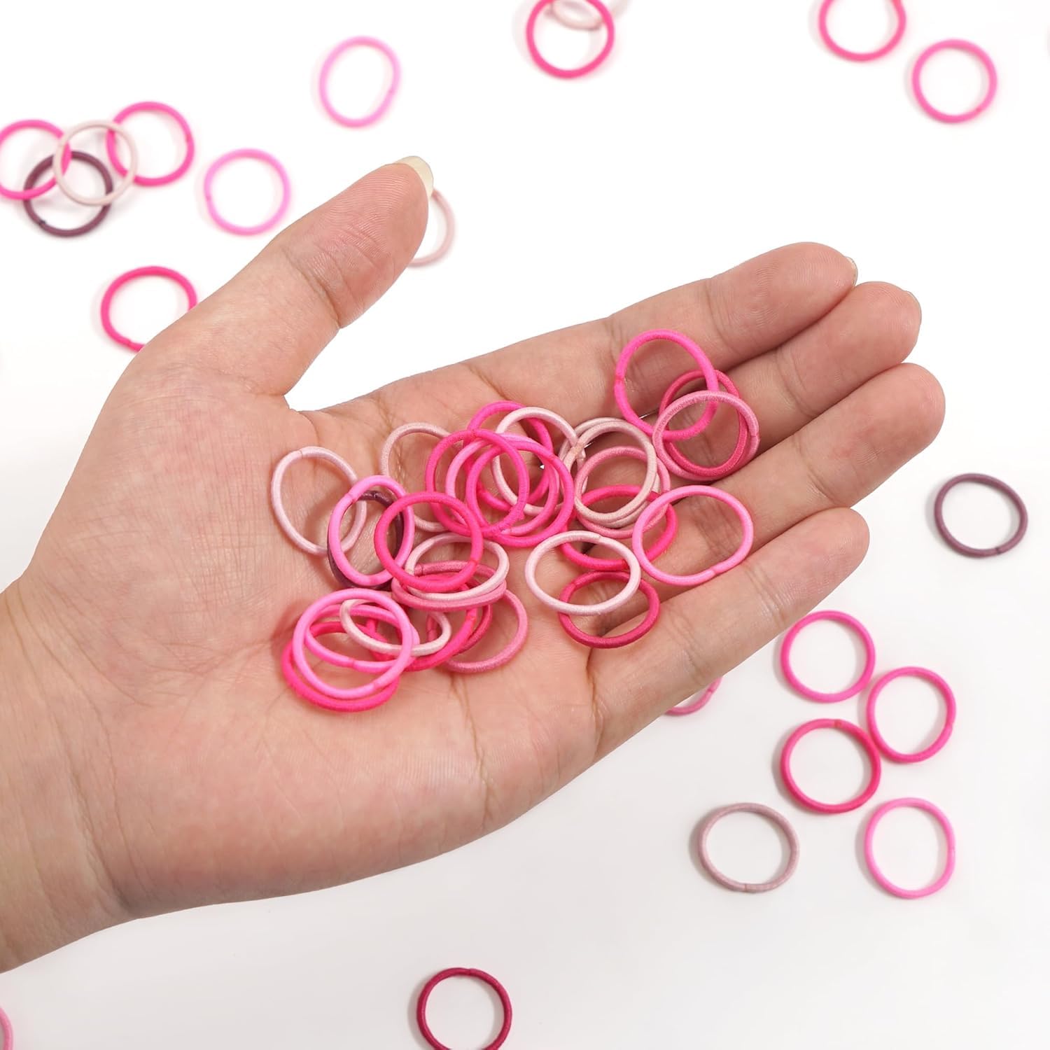 JOYOYO 360 elastici per capelli per bambini, elastici per capelli piccoli per bambine, bobine per capelli da 2 cm, accessori per capelli rosa per neonate
