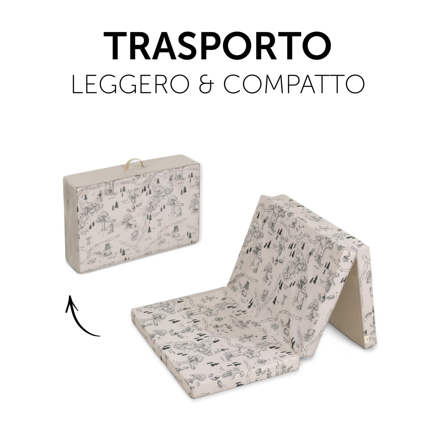 hauck Sleeper Disney Materassino da Viaggio Pieghevole 120x60x5 cm con Borsa di Trasporto Compatibile con Lettino Dream N Play Plus, Sleep N Play Go Plus, Play N Relax Center - Winnie the Pooh Beige