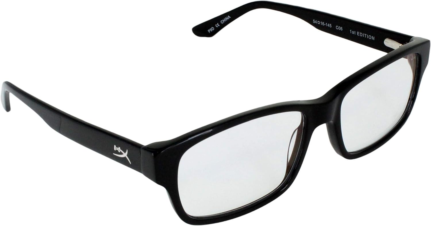 HyperX Spectre 1st Edition - Gaming Eyewear, Blue Light Blocking Glasses, UV Protection, Durable Acetate Frame, Crystal Clear Lenses, Microfiber Pouch, Hardshell Case, Square Eyewear Frame - Black