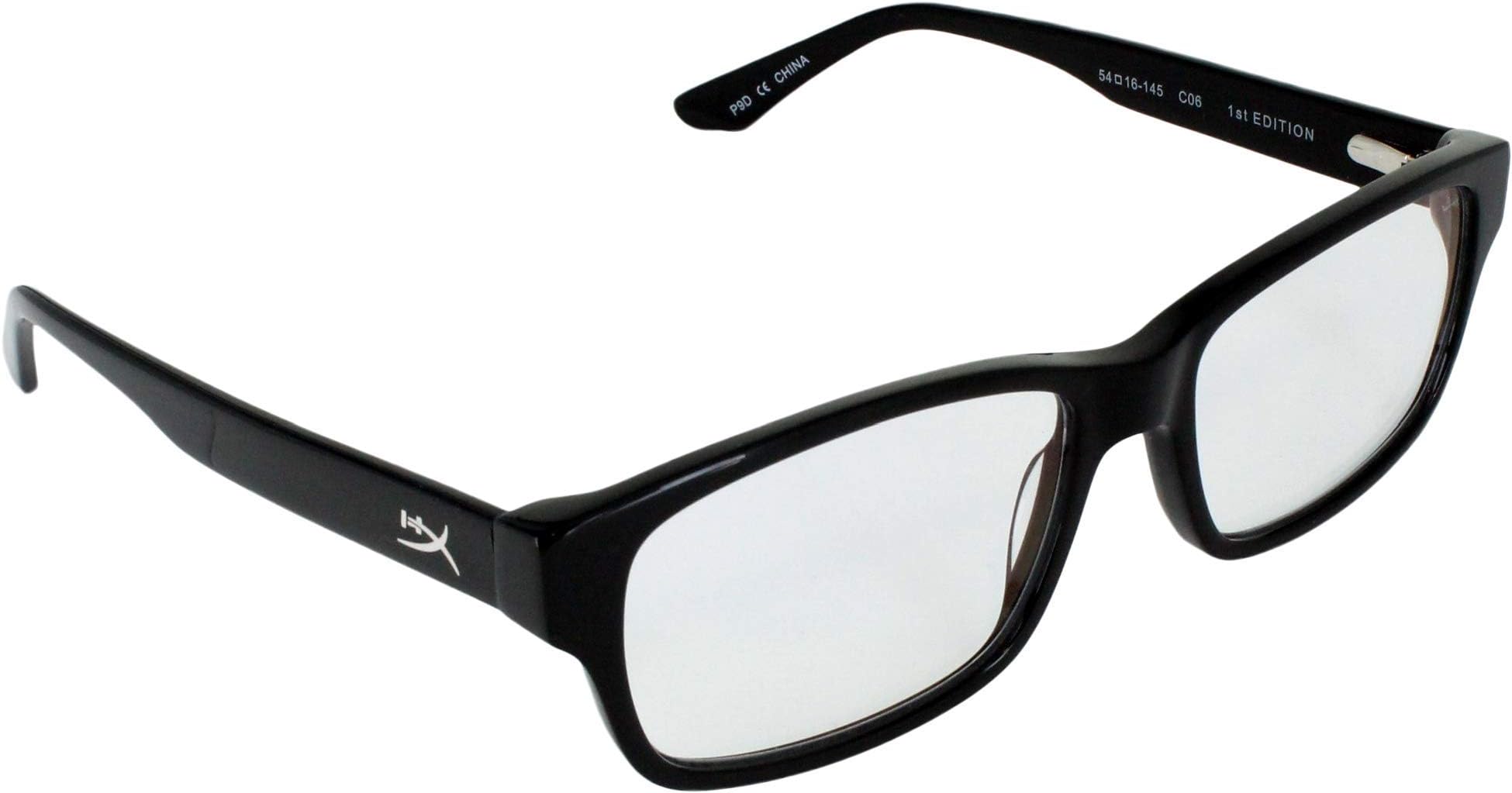 HyperX Spectre 1st Edition - Gaming Eyewear, Blue Light Blocking Glasses, UV Protection, Durable Acetate Frame, Crystal Clear Lenses, Microfiber Pouch, Hardshell Case, Square Eyewear Frame - Black