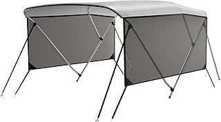 GarveeLife Boat Bimini Top with 2 Removable Side Curtains,Bimini Tops for Boats,2 Rear Support Poles, Zippered Storage Bag, Marine Grade Canvas for Optimal Sun Protection and Comfort