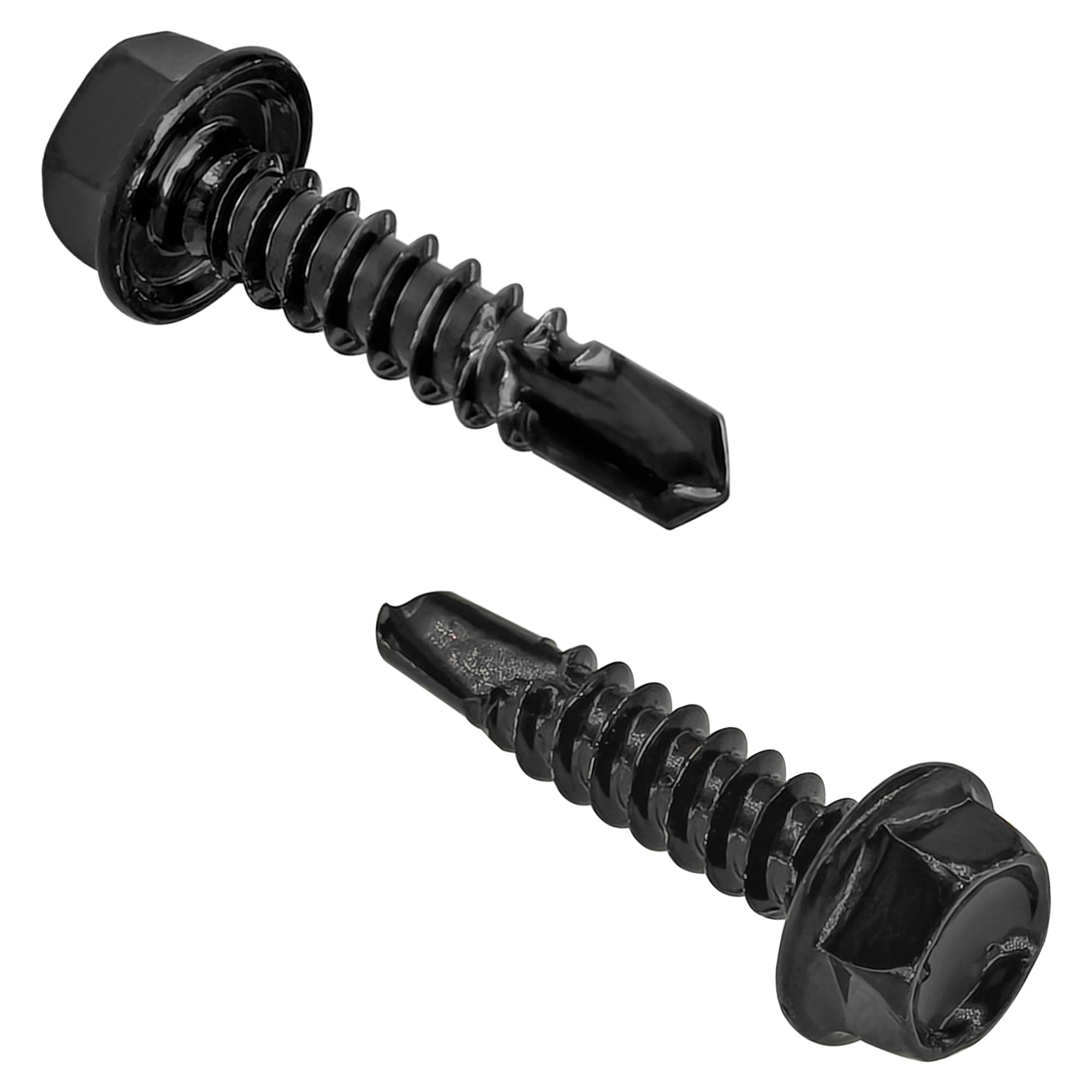 60 PCS Hex Head Self-Tapping Screws for Metal,Black 410 Stainless Steel Self-Drilling Screws (M4.2 * 19mm)