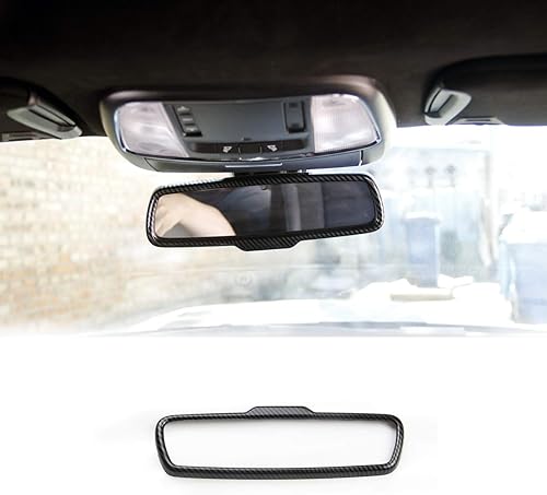 Crosselec Cubierta del marco del espejo retrovisor de fibra de carbono para Dodge Charger 2015+