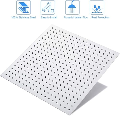 Miniatura 5 de NearMoon - Cabezal de regadera grande de acero inoxidable cuadrado de lujo en cascada, para instalar en el techo o la pared