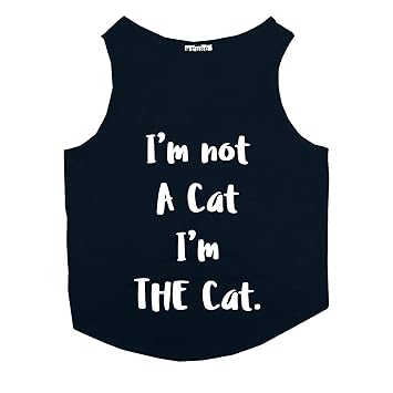 Ruse Summer Cat T-Shirt The Cat Printed Cotton Sleevless Cat Tank T-Shirt/Tee.Navy/Size:-Medium