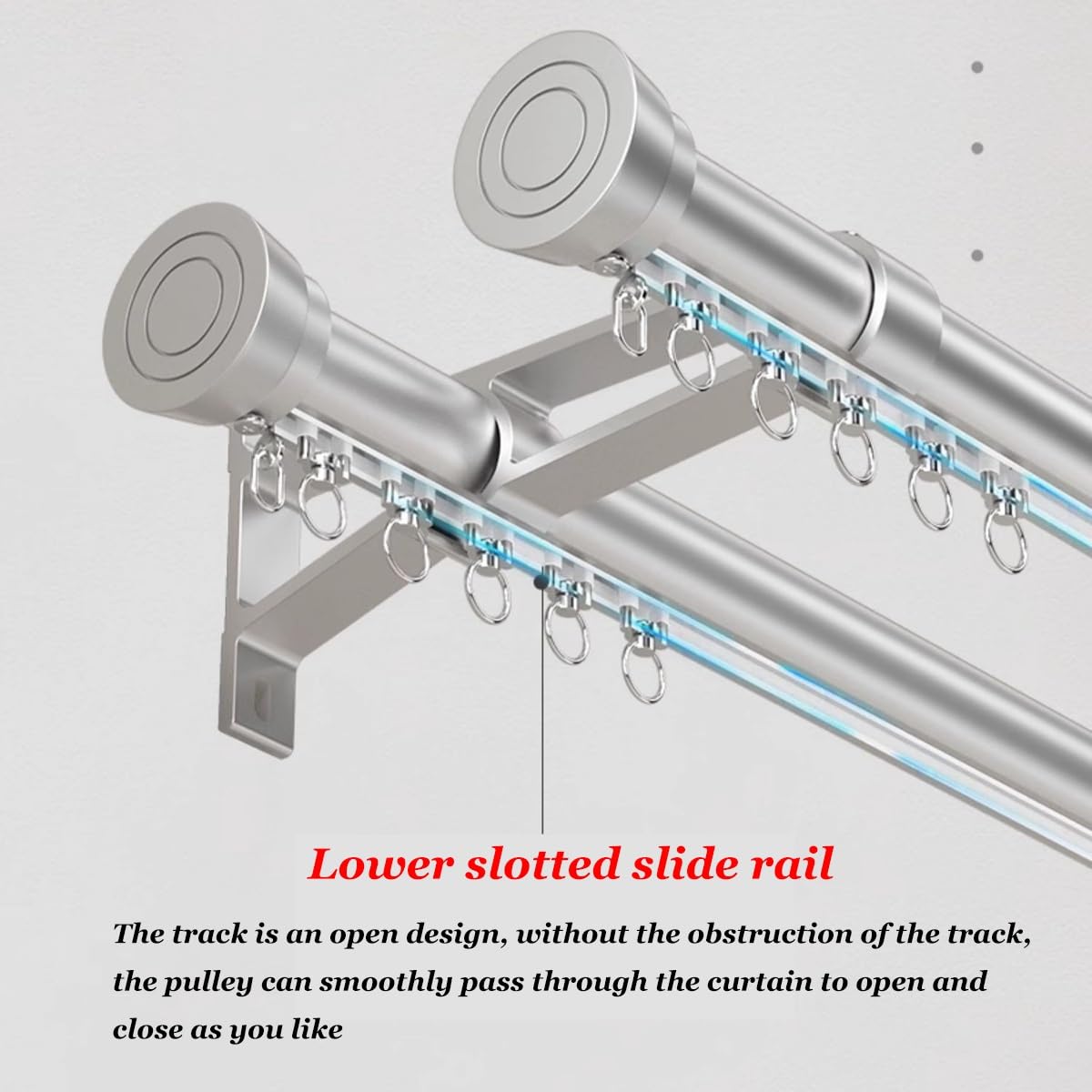 Podwójny uchwyt ścienny ain Track System rzymski pręt szyna ze stopu aluminium do salonu sypialni patio - czarny suwak 4,4 m gładkie ślizganie