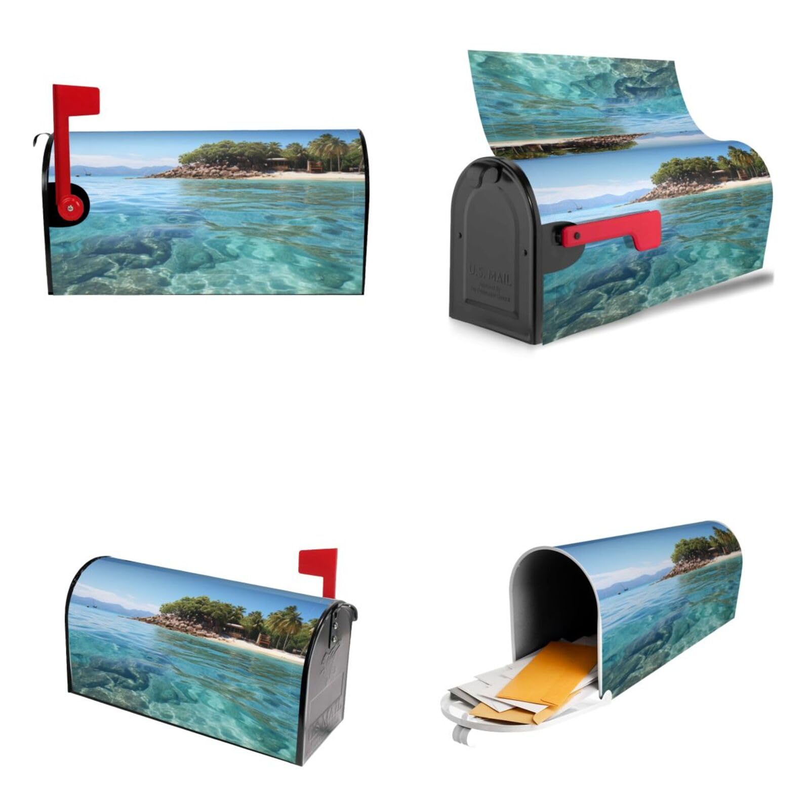 Fiji Island and Clear Sea Mailbox Covers Magnetic Wraps Post Letter Box Cover Garden Home Decor 21x18 in