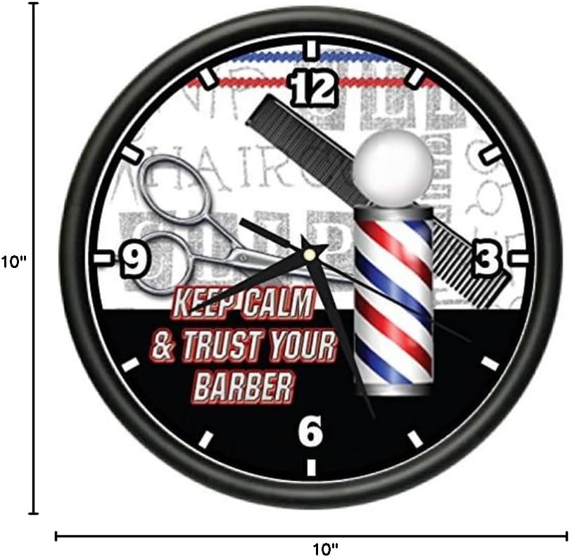 SignMission Keep Calm and Trust Your Barber Wall Clock Salon Hair Stylist Shop Gift