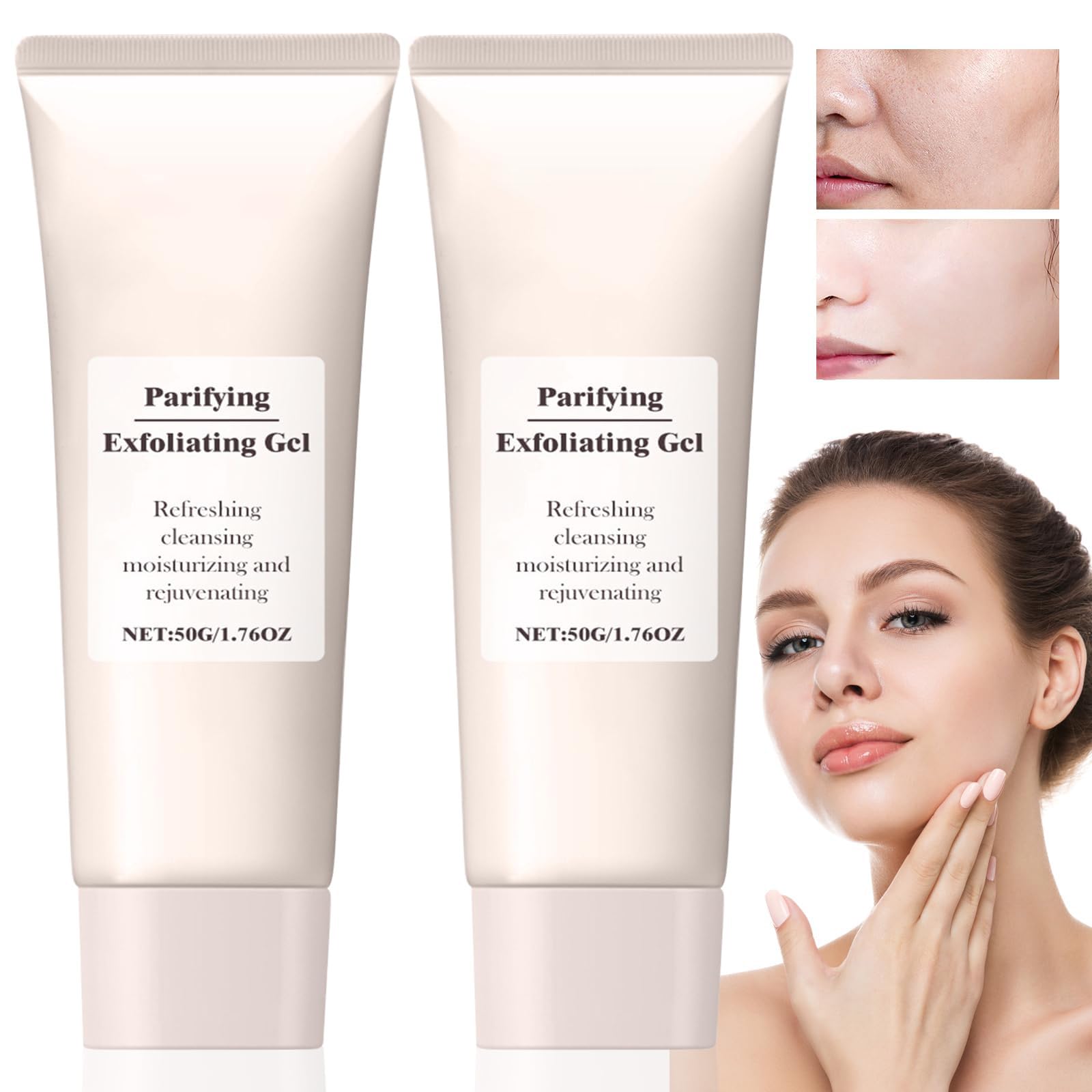 KASTWAVE Exfoliating Gel Scrub, 2 Pcs 1.76oz Gentle Acne Body Salt Scrub for Face and Body, Natural Deep Cleansing Moisturizing Skin Peeling Cream for All Skin Types