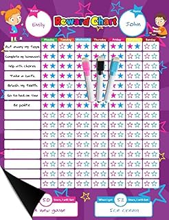 Magnetic Reward Behavior Star Chore Chart for One or Two Kids 17 x