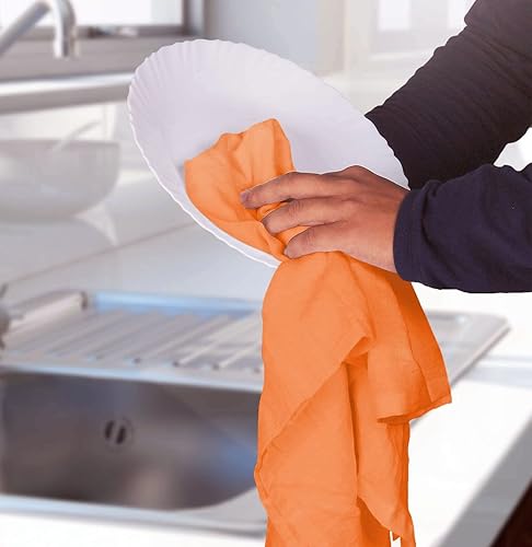 Miniatura 6 de Utopia Kitchen Paquete de 12 paños de cocina Harina Saco de 28 x 28 pulgadas, 100% algodón, lavables a máquina, para limpiar y secar, color naranja