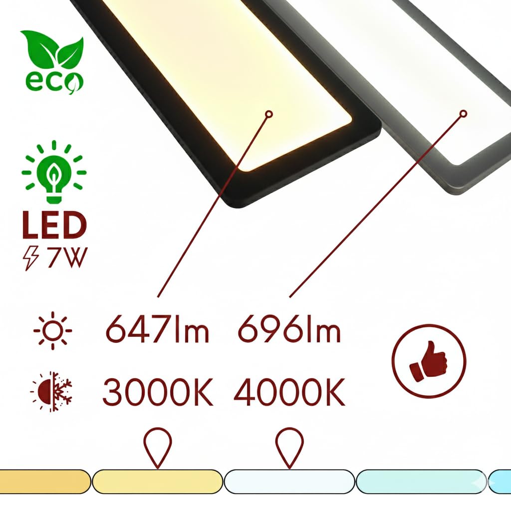 kalb | TooFlatXL LED Unterbauleuchten 1-4er Set mit MonoDot Funkschalter 12V 7W ultraflach 4mm mit XL Lichtfeld 155x55mm Plug&Play mit Netzteil Schwarz 3000K 4000K (3, Warmweiß)