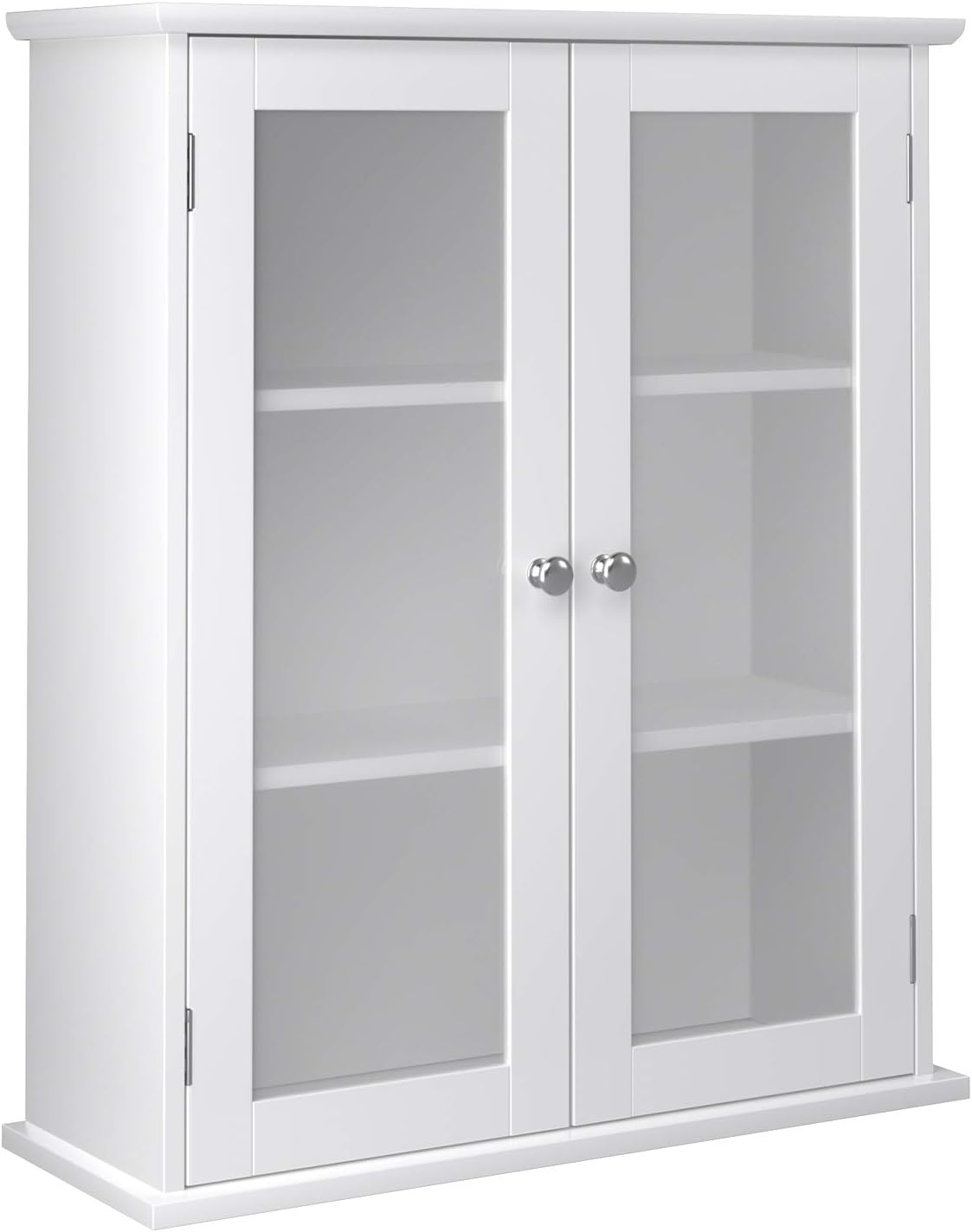VASAGLE Wall Cabinet, Hanging Bathroom Storage Organizer, Medicine Cupboard with Adjustable Shelves, Display Cabinet, 21.6 x 7.8 x 25.6 Inches, Wooden, White UBBC28WT