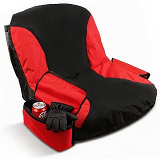 Lawn Mower Seat Cover Weatherproof Anti-Slip Tractor Seat Cover Universal Fit for Craftsman, Cub Cadet,Toro,Kubota,John Deere Riding Mower (M,Black&Red)