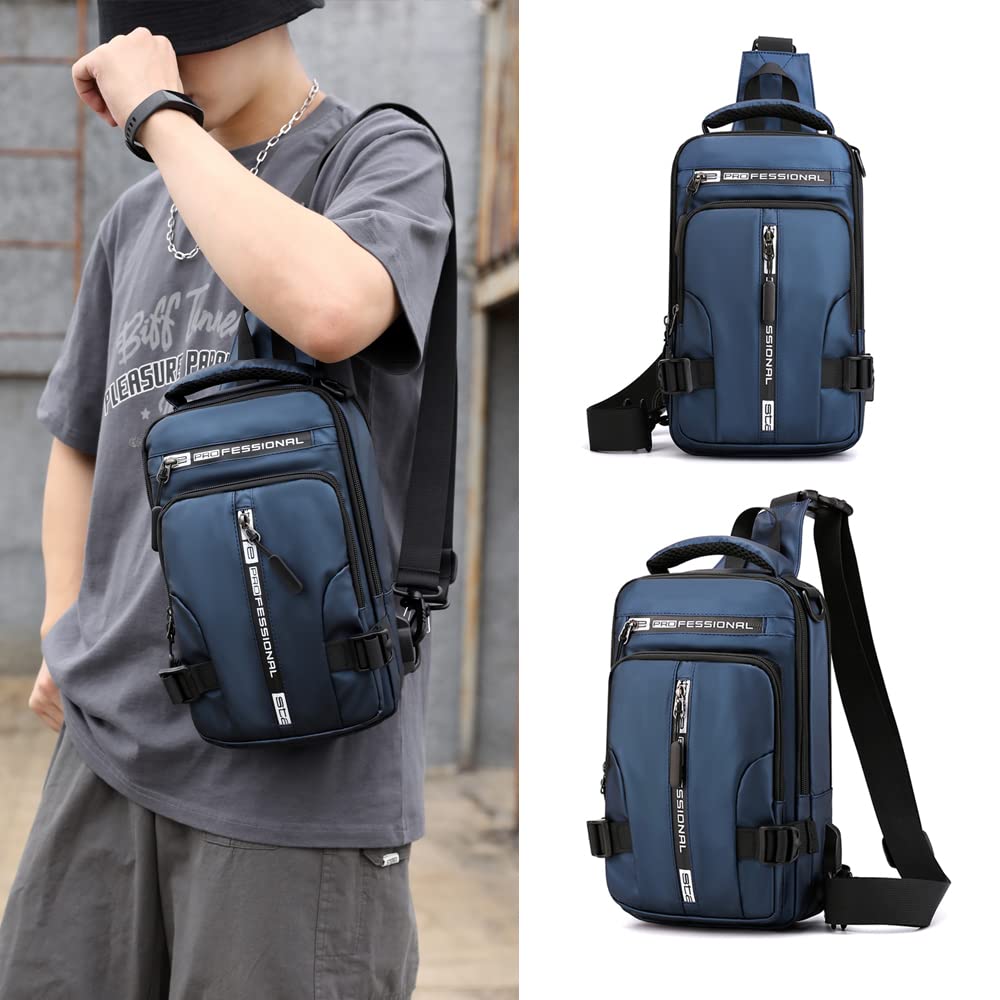 Sac à Bandoulière Homme Sac de Poitrine Sacoche Homme Bandouliere Sacs a Dos Porté épaule Travers Sling Bag
