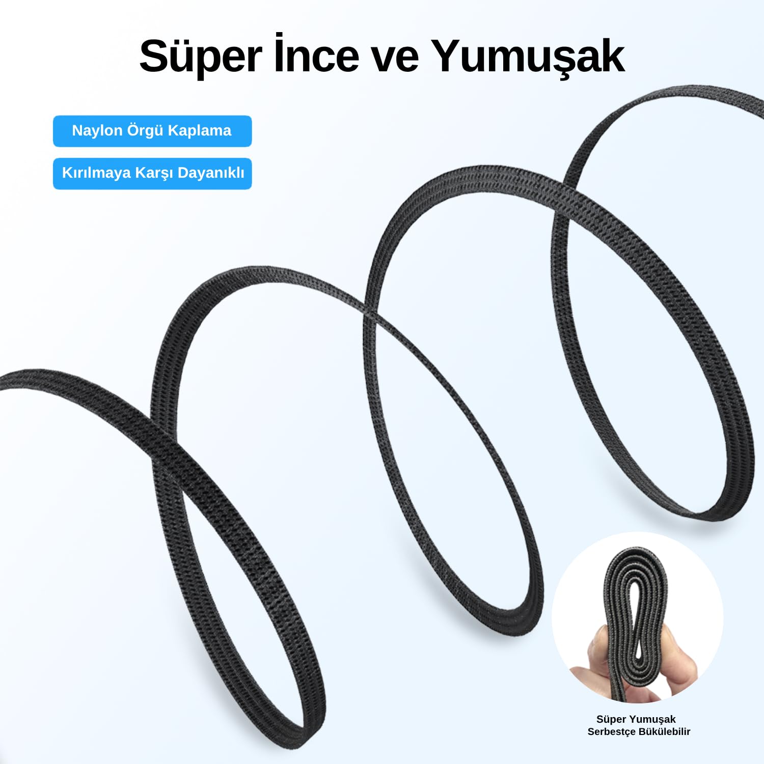 USB 4.0 40GBPS Flat USB C Veri Kablosu, 240W USB C Şarj Kablosu, 8K@60hz 4K@240Hz 2K@360Hz Thunderbolt 4 Görüntü Kablosu, MacBook, Monitör, Docking İstasyonu, iPhone ile Uyumlu - 1.2 Metre