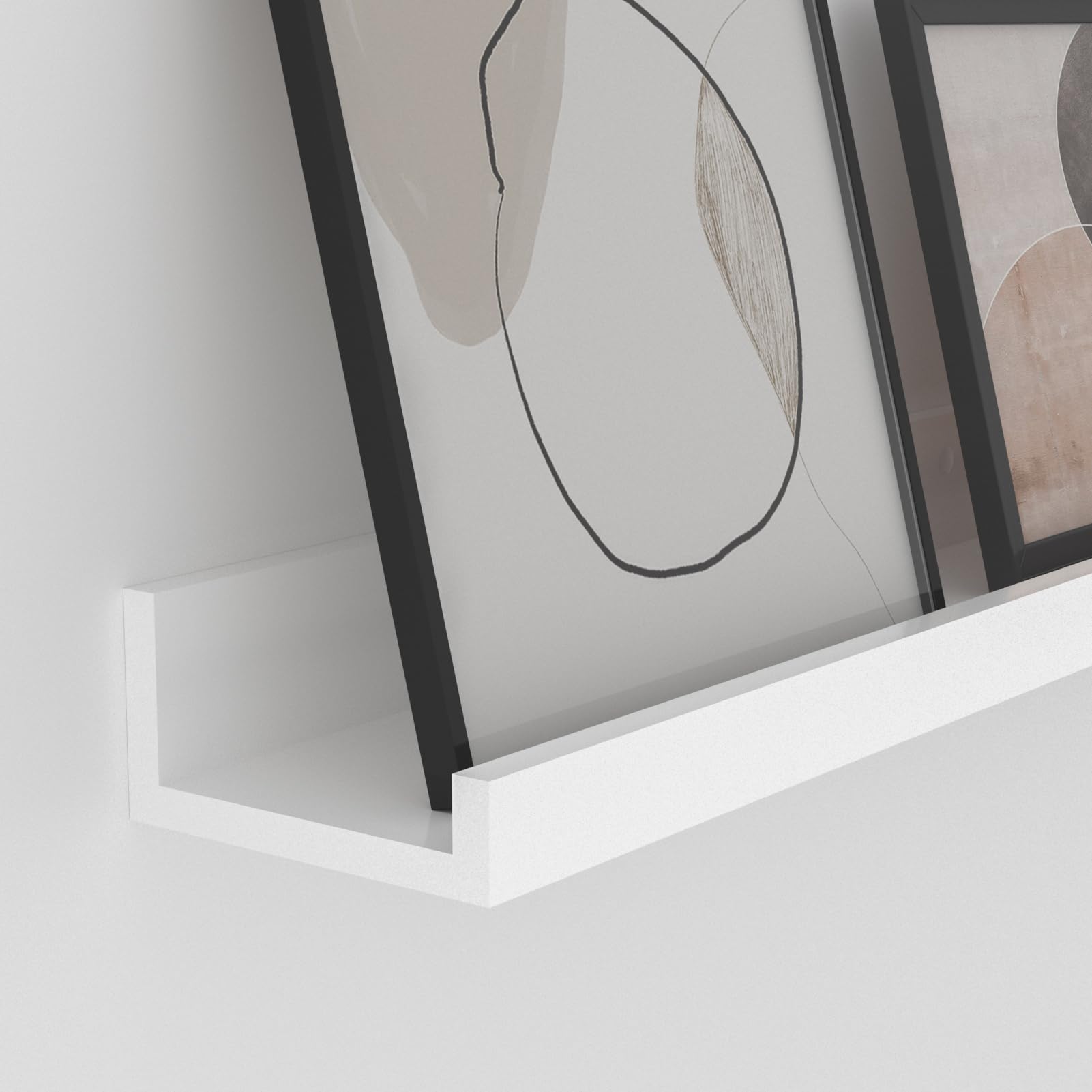 Set 5 Mensole Sospese In Legno Bianco - 40cm E 20cm Per Soggiorno, Cucina, Camera | Scaffali Galleggianti Decorativi - Foto 2