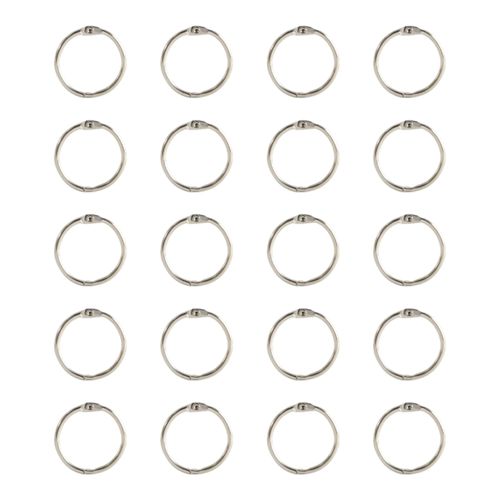 Jazuaiao 20 Pcs Book Rings 25mm Indexes Cards Rings Bookbinding Easy to Use for Binding Paper Scrapbooks and Albums