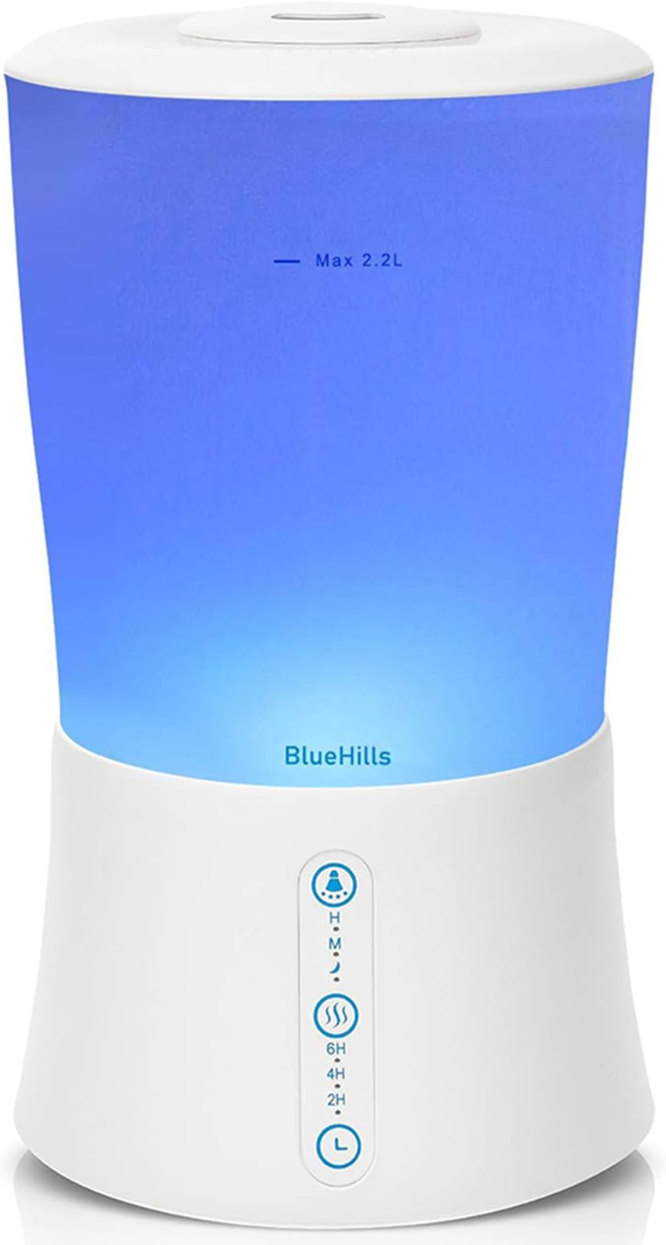BlueHills Large 2000 ML XL Essential Oil Diffuser Premium Aromatherapy Humidifier for Big Room Home Long Run Extra Large Capacity for Huge Area 2 Liter 2L Color Changing Lights Cool High Mist White-S1