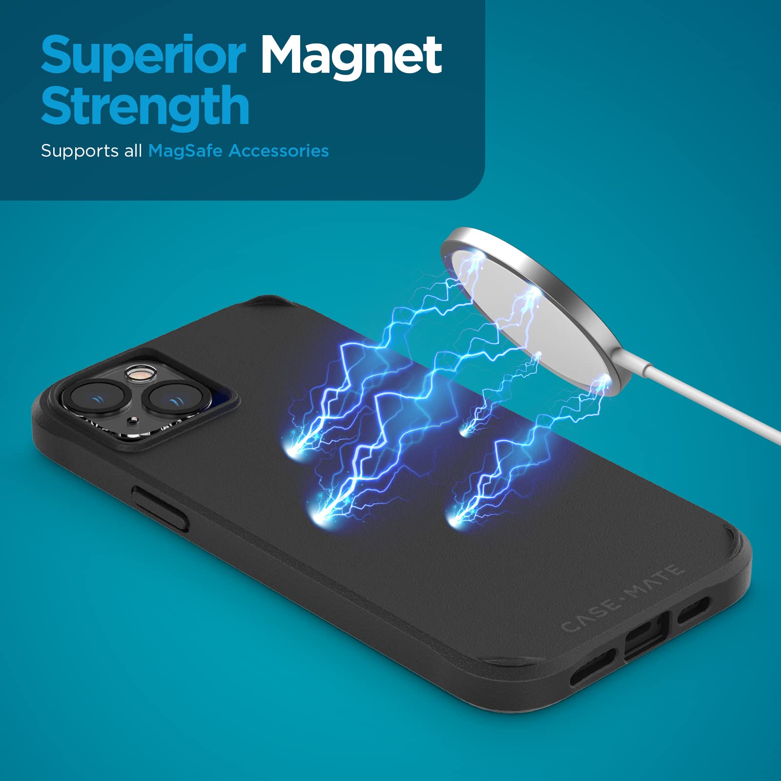 CASE-MATE [Pacchetto di protezione 3 in 1 - Custodia per iPhone 14 Plus ( trasparente), vetro temperato e protezione per lenti, protezione dalle cadute da 4,6 m, compatibile con ricarica wireless