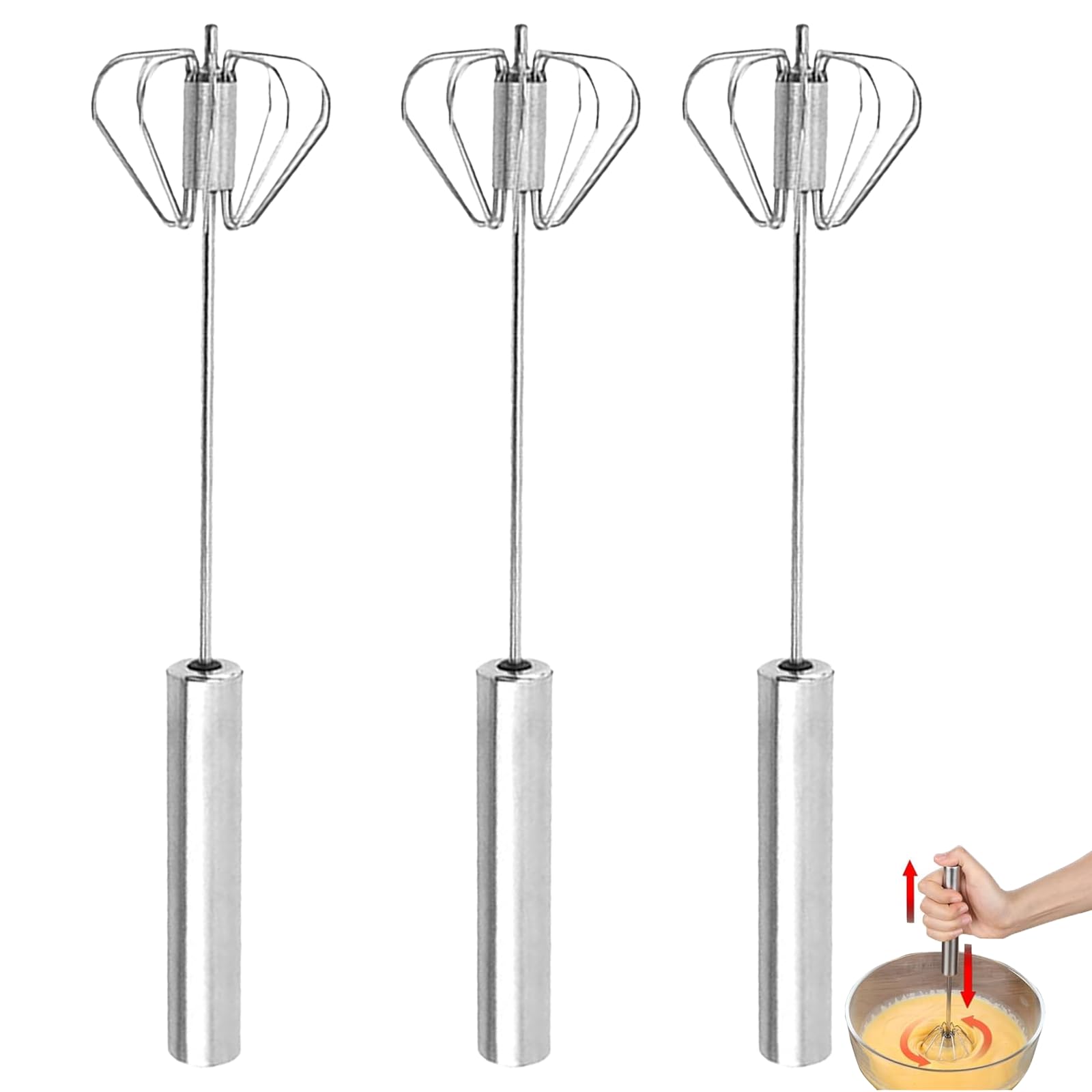 Whisker for Kitchen, Hand Blender and Beater Set, Stainless Steel Butter Churner, Hand Mixer for Lassi Maker, Buttermilk Maker Machine, Blender for Cake Mixer, Three Piece Semi Automatic Small Size-image-49
