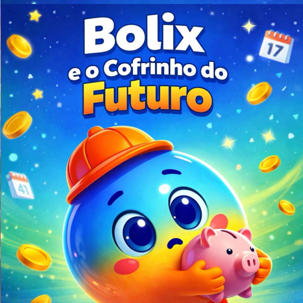 Bolix e o Cofrinho do Futuro: Guardar, esperar, planejar e pensar antes de gastar são apresentados de maneira leve, sem números complicados, focando em decisões e emoções reais do dia a dia.