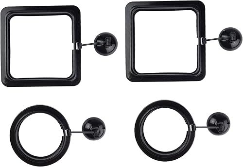 Paquete de 4 anillos de alimentación de peces de acuario con ventosa, forma cuadrada y redonda, color negro