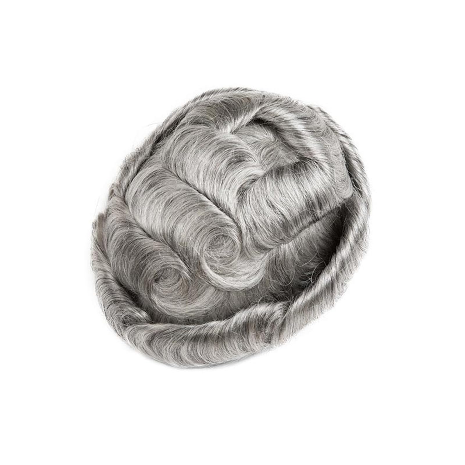 Męska końcówka dla mężczyzn, ludzka treska 0,12-0,14 mm, pełna skóra, męska proteza włosów #1B80 (6x8)