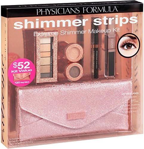 Physicians Formula Shimmer Strips Extreme Shimmer (Eyeshadow, Eyeliner, Mascara, Clutch) Makeup Kit, 7 Pc