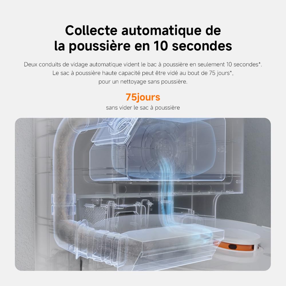 XIAOMI Robot Vacuum X20+, Station Tout-en-Un avec vidage, Lavage & séchage Auto, Aspiration 6000 Pa, évitement d’Obstacles S-Cross™, Navigation LDS, Commande vocale Via Mi Home.