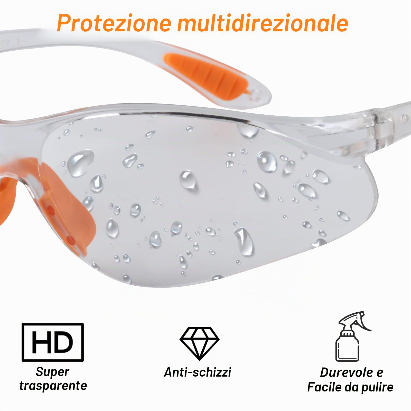 Confezione da 12 Occhiali di Sicurezza Trasparenti, Protezione Occhi per Lavoro, Laboratorio e Attività Industriali