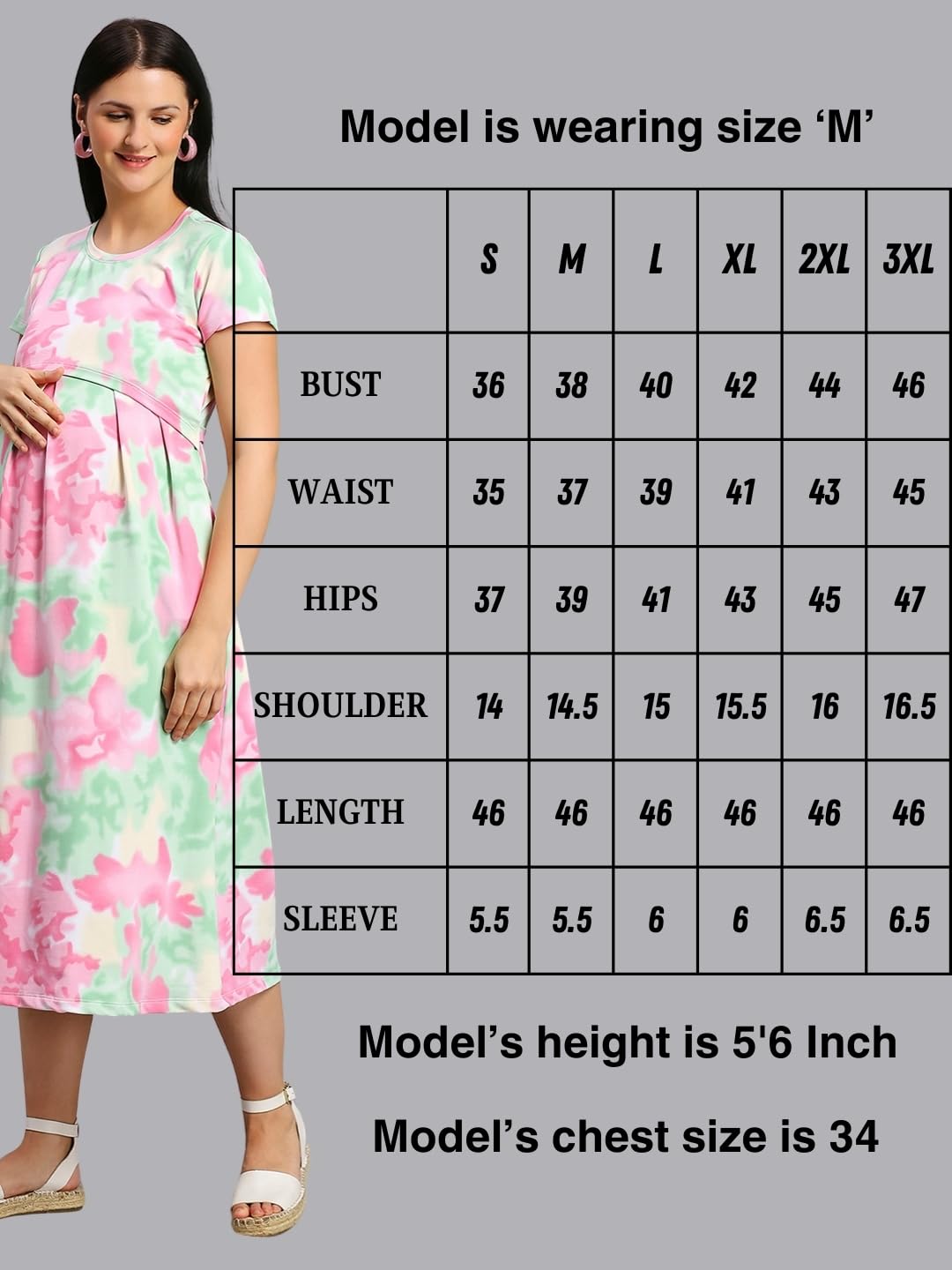 True Shape Maternity Gown for Women | Stylish Zipless Feeding Kurta with Breastfeeding Access & Side Pockets in Knitted Hosiery for Pre & Post Pregnancy(TSH-188-L, Han Pink) 4