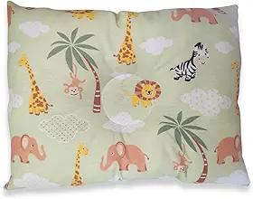 SAFARI Travesseiro Anatômico Bebê para Berço e Carrinho com Fibra Siliconada Hipoalergênica 27x37cm (Verde)