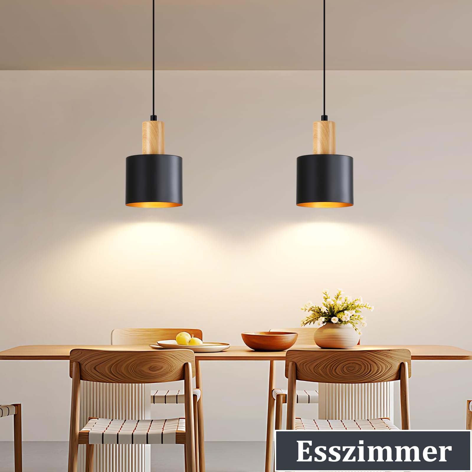 Retro Lampa Wisząca E27 Czarna - Podwieszany Wiszący żyrandol do Stółu jadalni sypialni Kuchni Wyspy, bez Żarówki