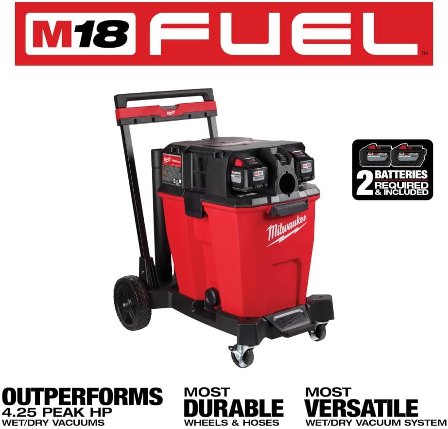 Milwaukee M18 Fuel 12 gal Cordless Wet/Dry Vacuum Kit (Battery & Charger) 4.25 HP