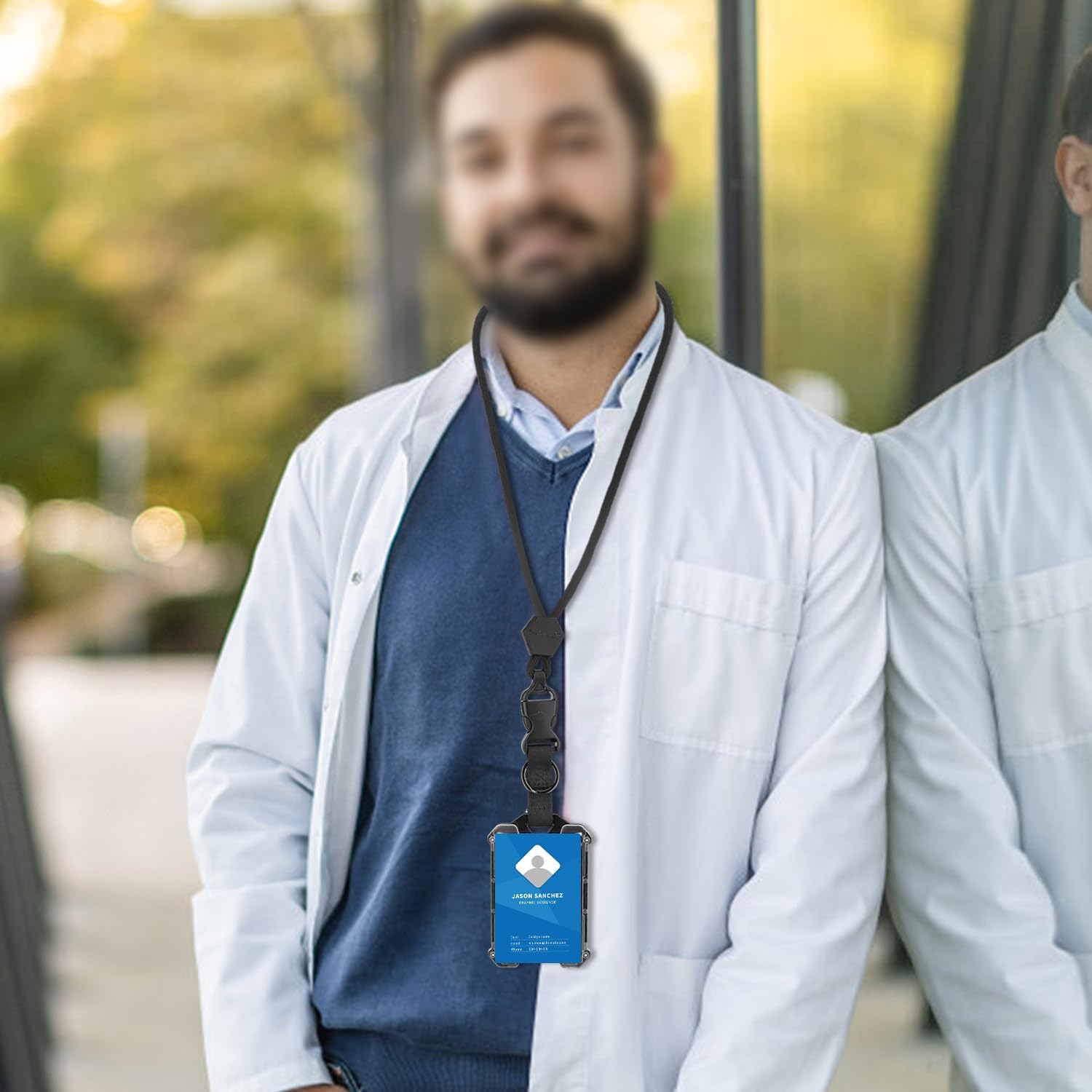 Badge Holder, Hard Plastic ID Badge Holder with Heavy Duty Breakaway Lanyard, Detachable Buckle, Holds up to 5 Cards and Adjustable for Office, School - Vertical Black - Image 7