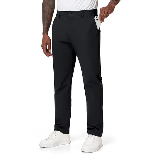 THE GYM PEOPLE Calça masculina de golfe elástica, confortável, casual, 76 cm/81 cm, calça de trabalho com bolsos