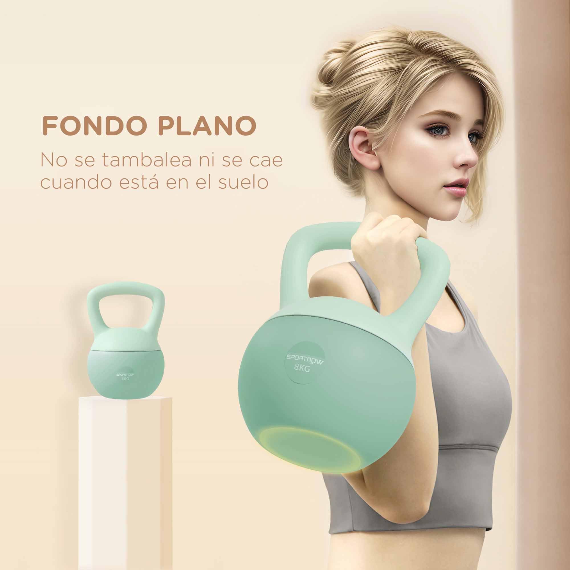 SPORTNOW 3 Pesas Rusas 6/8/10 kg Soft Kettlebells Relleno de Arena Metálica y Mango Antideslizante para Entrenamiento Culturismo en Casa Gimnasio Verde