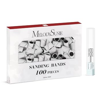 MelodySusie 100 Pcs Nail Drill Bits Sanding Bands for Nail Drill 240 Extreme Fine Grit Nail File Sanding Bands for Acrylic Nails Gel Manicures and Pedicure
