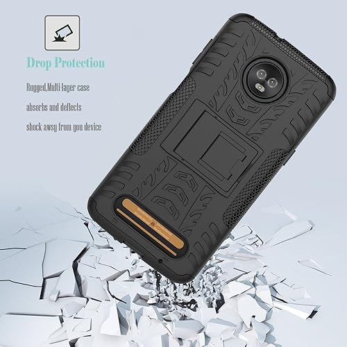 Miniatura 7 de Funda protectora para Moto Z3 Play (resistente a los golpes), de doble capa, con función atril para Motorola Moto Z3 Play (negro)