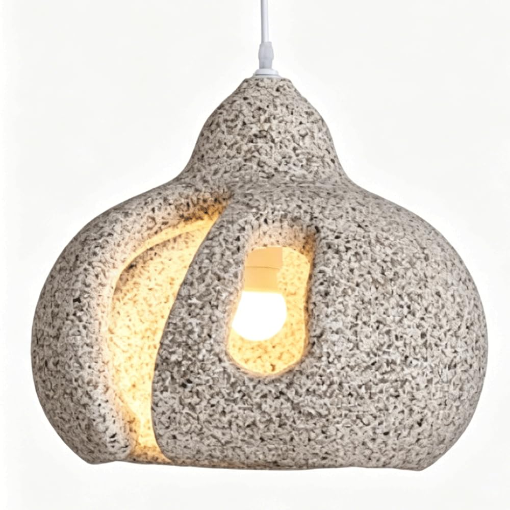 ESIYUVO Gourd Shaped Wabi Sabi Pendant Light Japanese Zen Ceiling Mount Hanging Lamp Equipped with E27 Base Multi Color High Density Polystyrene Chandelier for Bedroom Bedside Hallway Balcony Bar