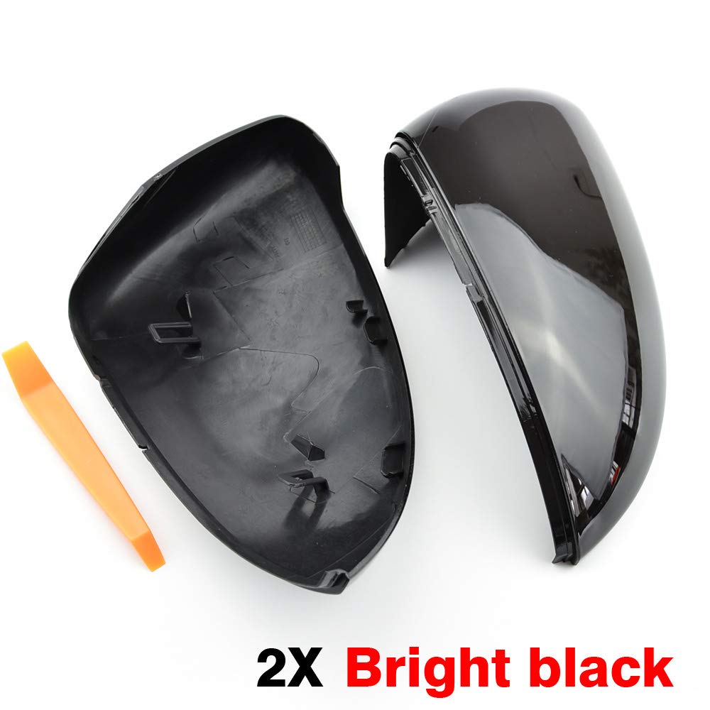 Housse de rétroviseur Housse de rétroviseur d'aile latérale Noir brillant Compatible avec VW GOLF 7 MK7 MK7.5 GTI R GTE GTD 2013-2018