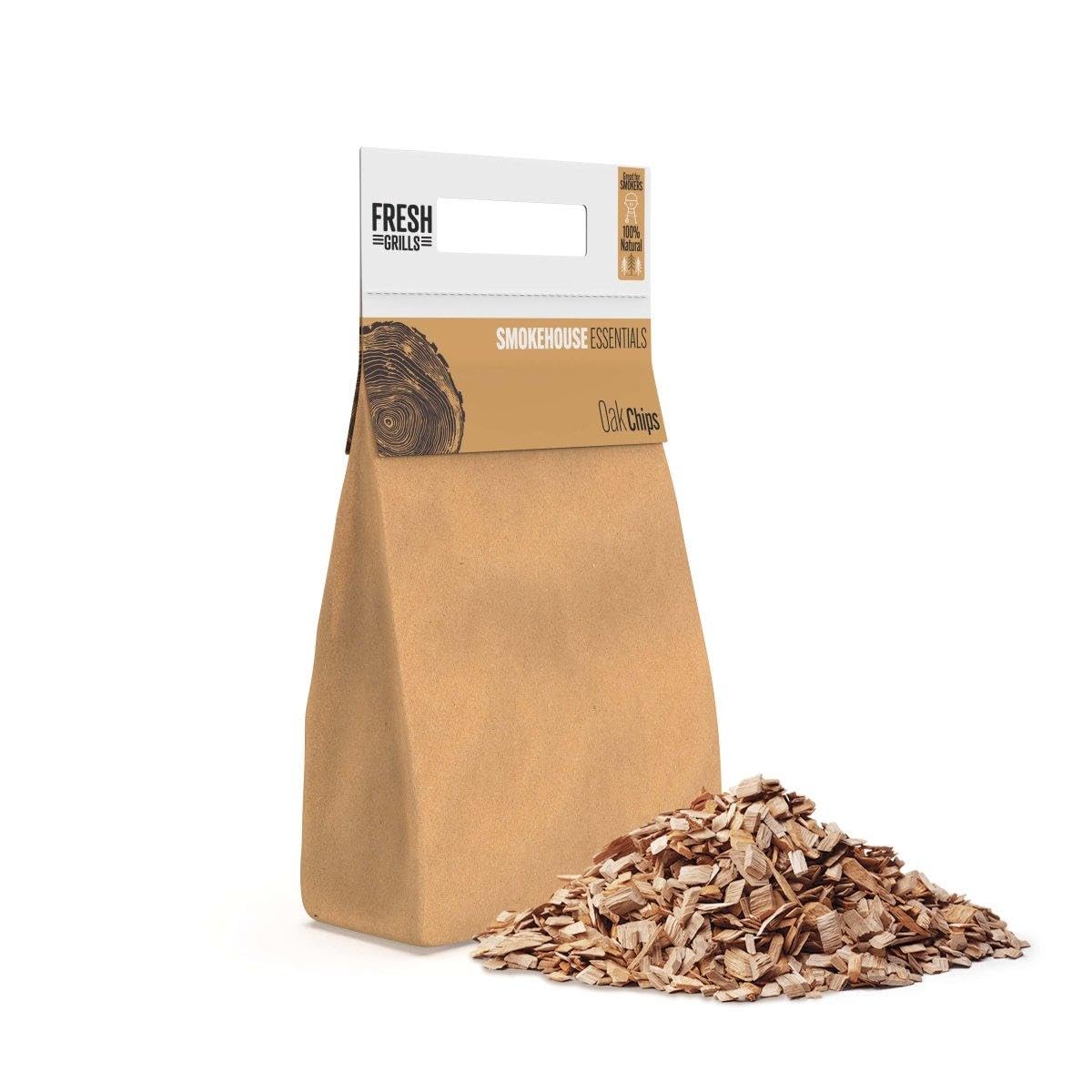 Fresh Grills Oak Wood BBQ Smoker Chips 15L (2800g) – 100% Natural Wood for Pizza Oven, Kamado Grill, Smoker – Rich Smoky Flavour – Low Moisture, High Heat – Eco-Friendly, Plastic-Free Packaging — image 1